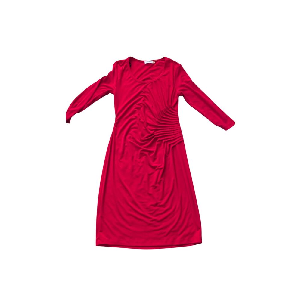 Calvin Klein Red Side-Ruched Matte Jersey Sheath Dress Size 6